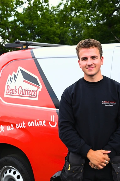 Our local gutter cleaner in Birmingham standing beside company vehicle
