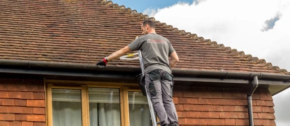 Gutter cleaning a residential property in Birmingham